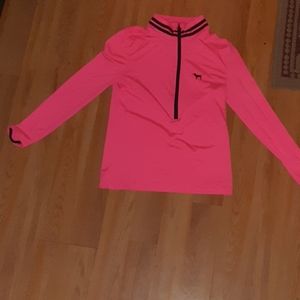 Pink Long Sleeve Zip-Up Shirt